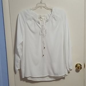 Au Lieu White 1X White Long Sleeve Shirt